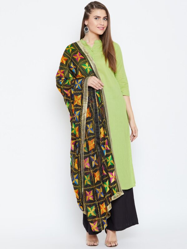 Black phulkari dupatta