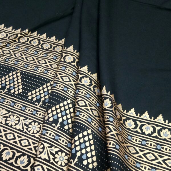 Black Foil Print Border Cotton Flex Fabric