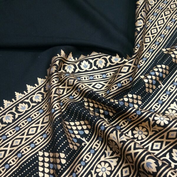 Black Foil Print Border Cotton Flex Fabric - Image 3