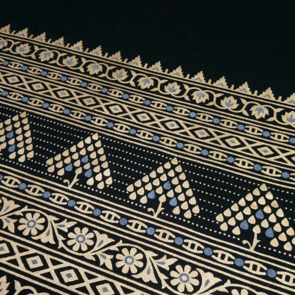 Black Foil Print Border Cotton Flex Fabric - Image 4