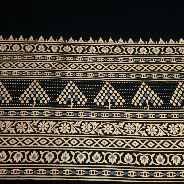 Black Foil Print Border Cotton Flex Fabric - Image 2