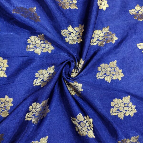 Zari Weaved Royal Blue Mulberry Silk Fabric