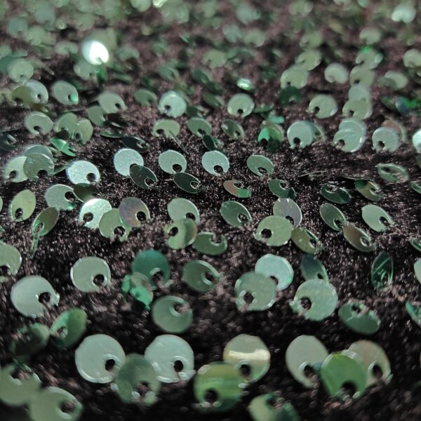 Emerald Green Sequin Work on Black Velvet Fabric - Image 4