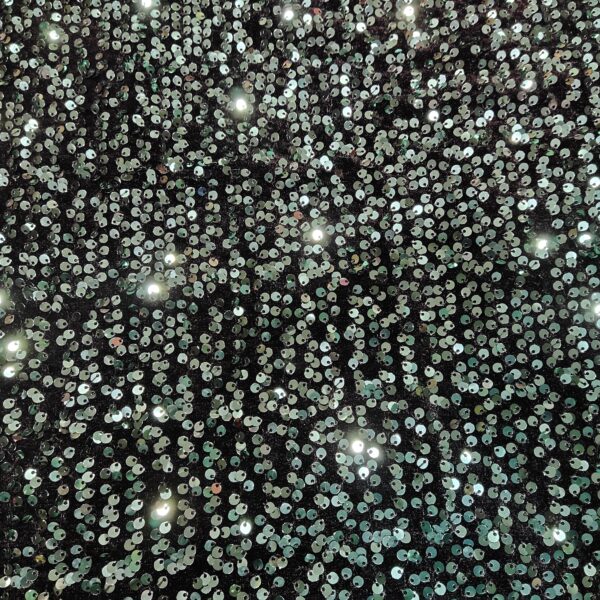 Emerald Green Sequin Work on Black Velvet Fabric - Image 5