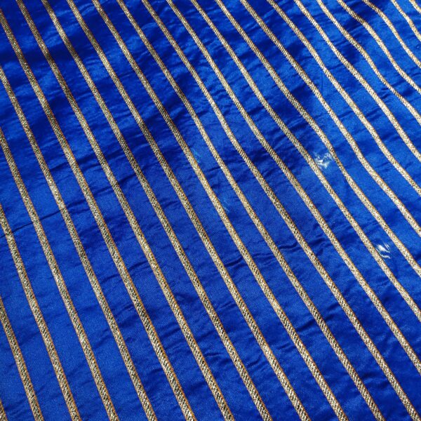 Gotta Patti Weaved Blue Silk Fabric - Image 2