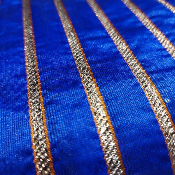 Gotta Patti Weaved Blue Silk Fabric - Image 3