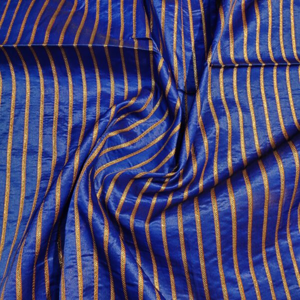 Gotta Patti Weaved Blue Silk Fabric