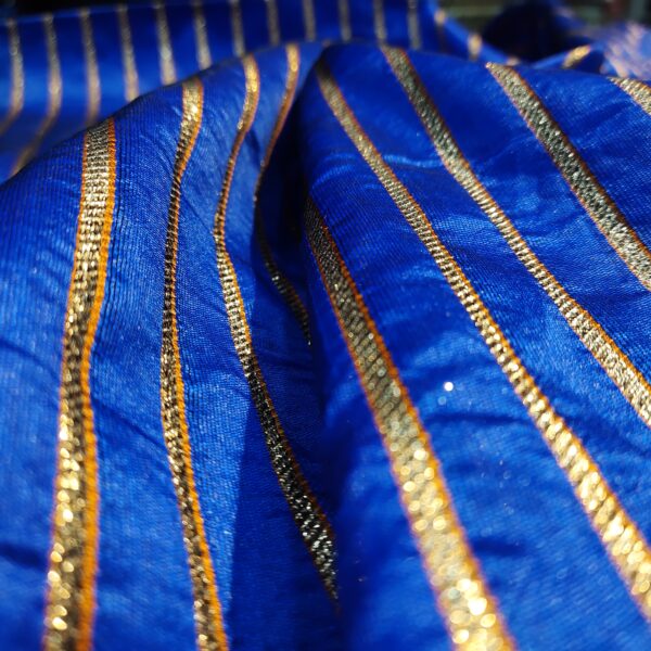 Gotta Patti Weaved Blue Silk Fabric - Image 5