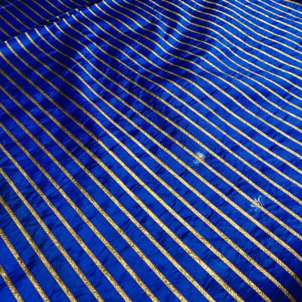 Gotta Patti Weaved Blue Silk Fabric - Image 6