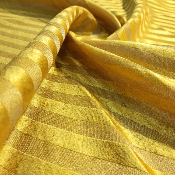 Yellow lining brocade silk fabric - Image 5