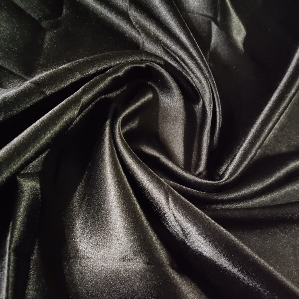 Pure Black Silk Charmeuse Fabric - Image 3