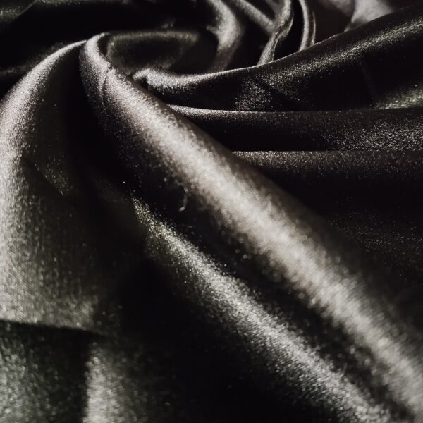 Pure Black Silk Charmeuse Fabric - Image 4