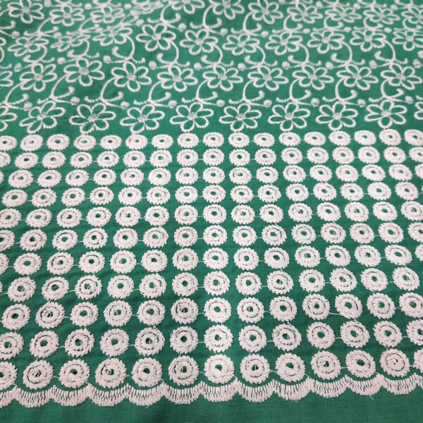 Green Cotton Chikankari Fabric - Image 7