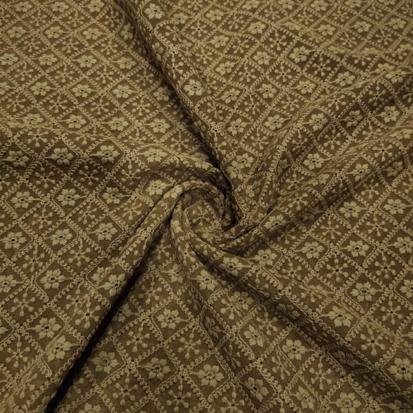 Brown Georgette Chikankari Fabric - Image 3