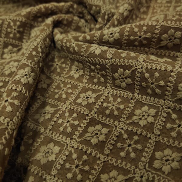 Brown Georgette Chikankari Fabric - Image 4