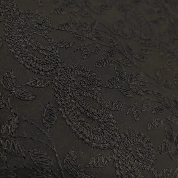 Black Paisley Work Georgette Chikankari Fabric - Image 6