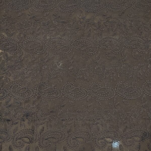 Black Paisley Work Georgette Chikankari Fabric - Image 3