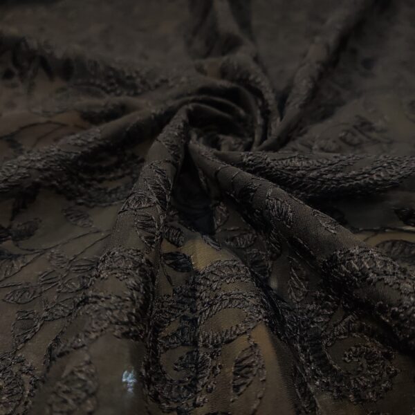 Black Paisley Work Georgette Chikankari Fabric - Image 7