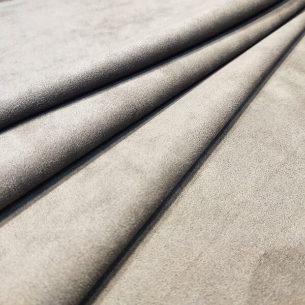 Metallic Grey Plain Suede Fabric (60 inches) - Image 2