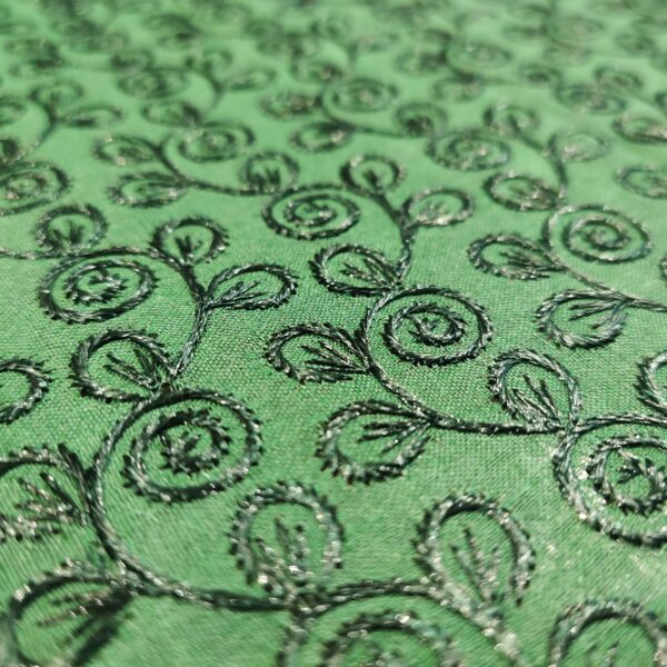 Bottle Green Chikankari Cotton Fabric