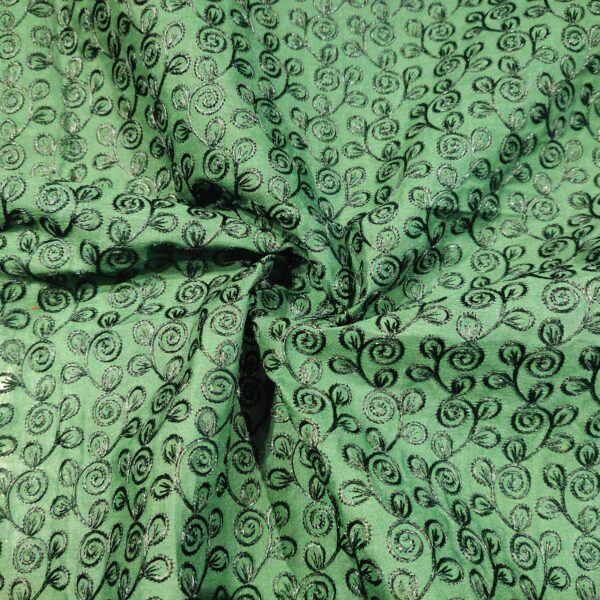 Bottle Green Chikankari Cotton Fabric - Image 3