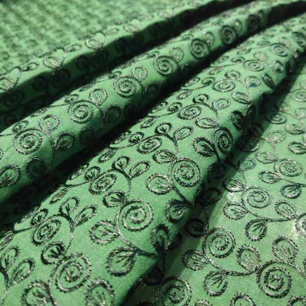 Bottle Green Chikankari Cotton Fabric - Image 4