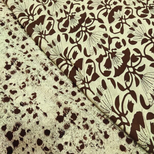 Beige And Brown Floral Printed Mix and Match - Rayon Fabric 2 - Image 4