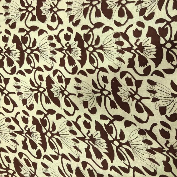 Beige And Brown Floral Printed Mix and Match - Rayon Fabric - Image 2