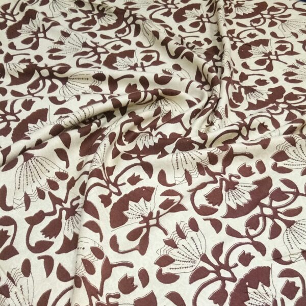 Beige And Brown Floral Printed Mix and Match - Rayon Fabric - Image 4