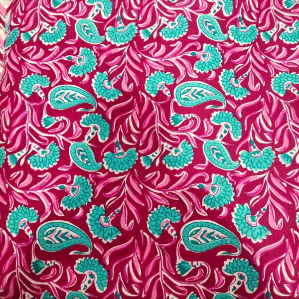 Pink And Green Sanganeri Print Mix And Match - Cotton Fabric - Image 5