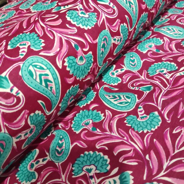 Pink And Green Sanganeri Print Mix And Match - Cotton Fabric - Image 4