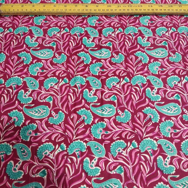 Pink And Green Sanganeri Print Mix And Match - Cotton Fabric - Image 2