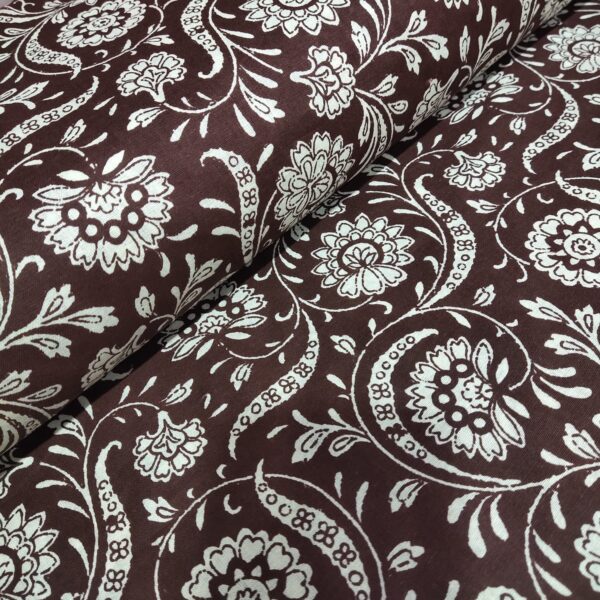 Brown And Cream Sanganeri Print Mix and Match - Cotton Fabric - Image 2